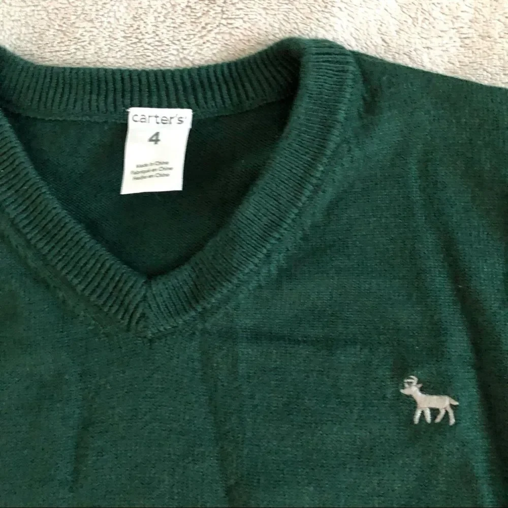 Carter’s Boys Hunter Green Cotton V-neck Sweater